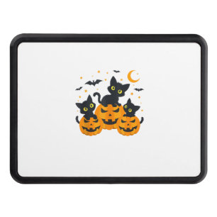 Black Cat Halloween Pumpkin Spooky Night Hitch Cover