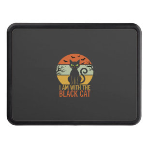 Black Cat Halloween Retro Sunset Design Hitch Cover