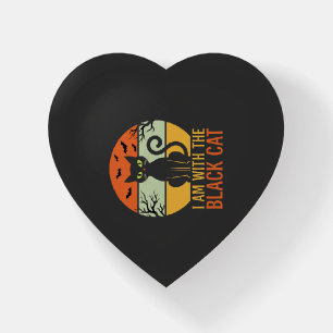 Black Cat Halloween Retro Sunset Design Paperweight