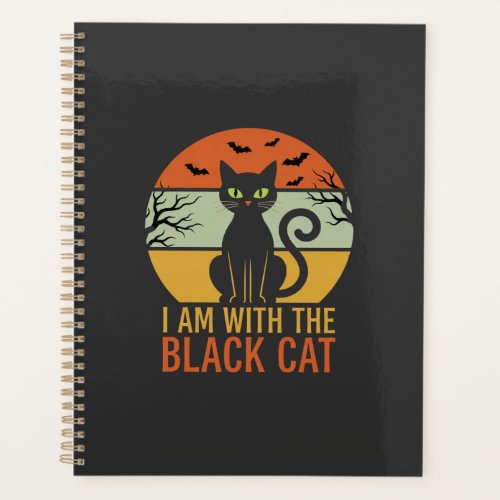 Black Cat Halloween Retro Sunset Design Planner