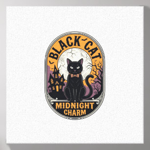 Black Cat Halloween Shirt Vintage Midnight Charm D Canvas Photo Tile