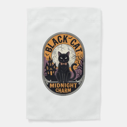 Black Cat Halloween Shirt Vintage Midnight Charm D Garden Flag