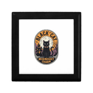 Black Cat Halloween Shirt Vintage Midnight Charm D Gift Box
