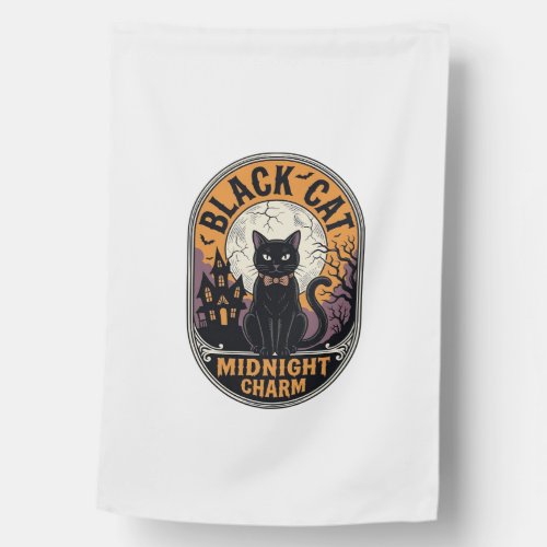 Black Cat Halloween Shirt Vintage Midnight Charm D House Flag