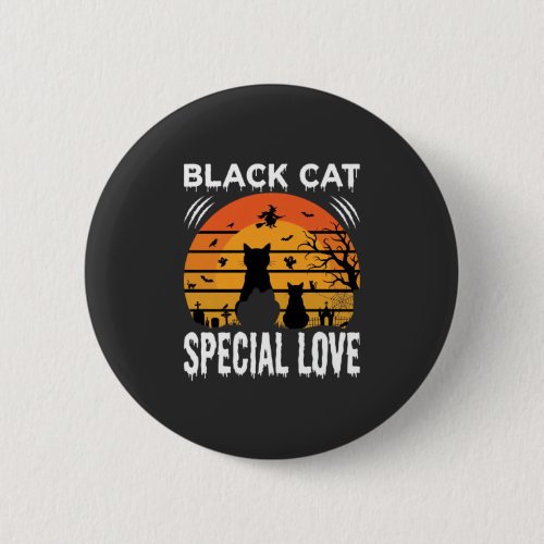 Black Cat Halloween Special Love Gothic Design Button