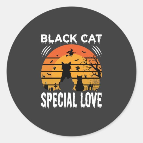 Black Cat Halloween Special Love Gothic Design Classic Round Sticker