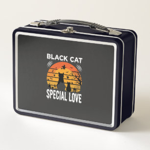 Black Cat Halloween Special Love Gothic Design Metal Lunch Box