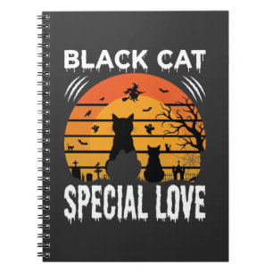 Black Cat Halloween Special Love Gothic Design Notebook