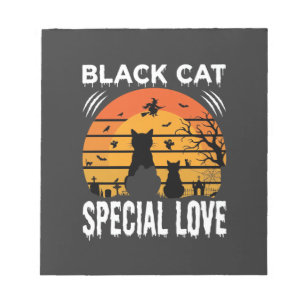 Black Cat Halloween Special Love Gothic Design Notepad