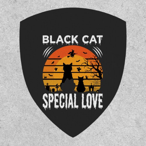 Black Cat Halloween Special Love Gothic Design Patch