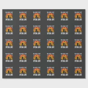 Black Cat Halloween Special Love Gothic Design Wrapping Paper