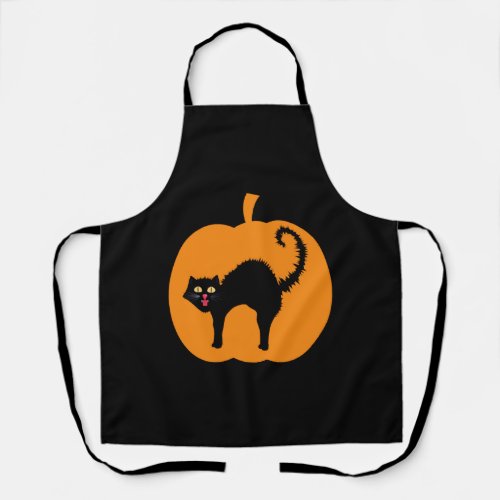 Black cat Halloween spooky cat pumpkin Halloween Apron