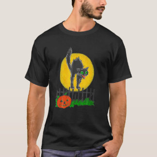 Black Cat Halloween Spooky Catlloween Black Kitten T-Shirt