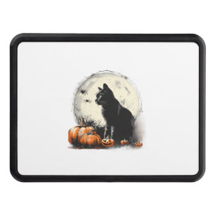 Black Cat Halloween Spooky Moon Artwork Pumpkin Sp Hitch Cover