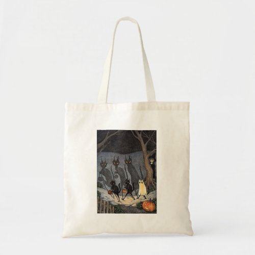 Black cat halloween T_Shirt Tote Bag