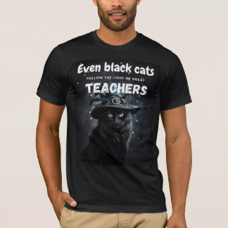 Black Cat Halloween Teacher Appreciation Quote T-Shirt