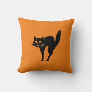 Black cat Halloween Throw Pillow