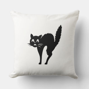 Black cat Halloween Throw Pillow