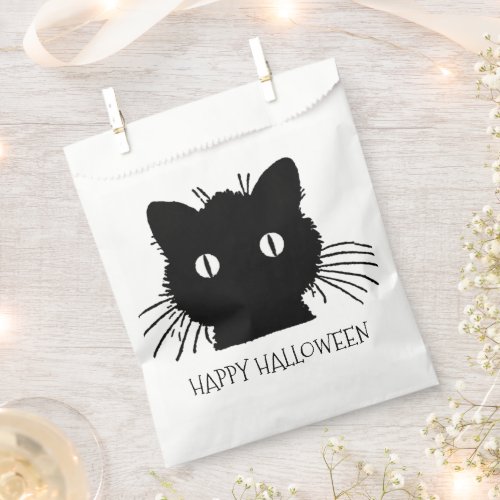 Black Cat Halloween Treats Favor Bag