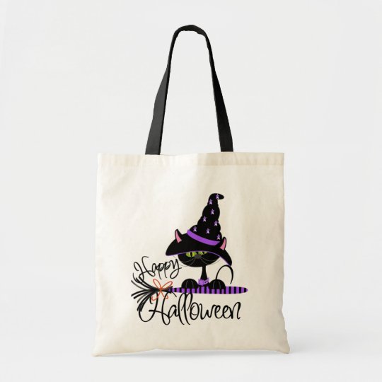 Black Cat Halloween Trick-or-Treat bag | Zazzle