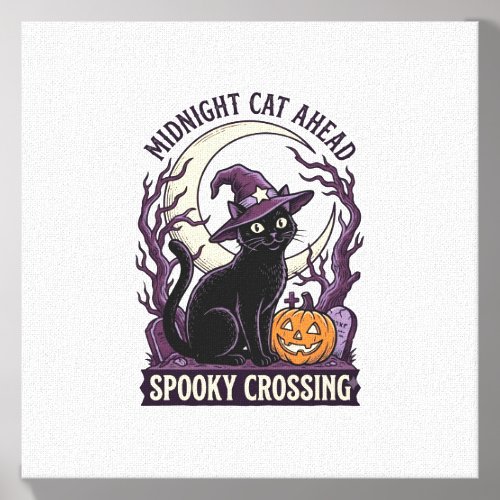Black Cat Halloween Vintage Engraving Pumpkin Cat Canvas Photo Tile