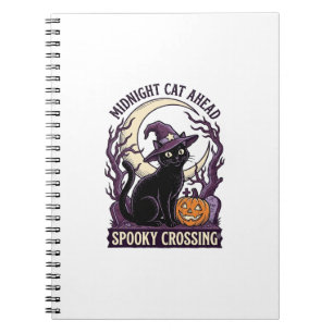 Black Cat Halloween Vintage Engraving Pumpkin Cat Notebook