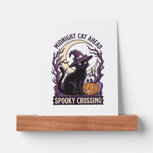 Black Cat Halloween Vintage Engraving Pumpkin Cat Picture Ledge