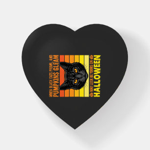 Black Cat Halloween Vintage Pumpkin Graphic Paperweight
