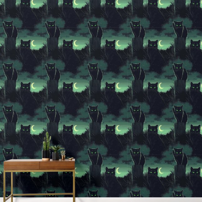 Black Cat Halloween Wallpaper (Hallway)