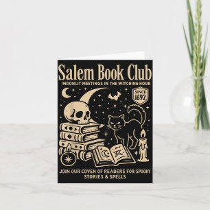 Black Cat Halloween Witch Book Club Design Card
