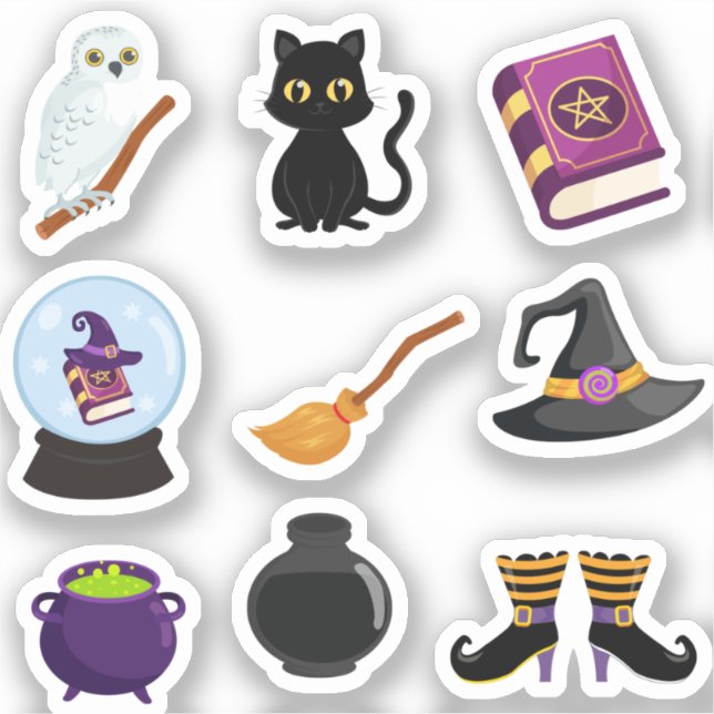 Black Cat Halloween Witches  Sticker (Front)