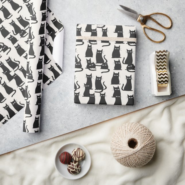 Black Cat Halloween  Wrapping Paper (Crafts)