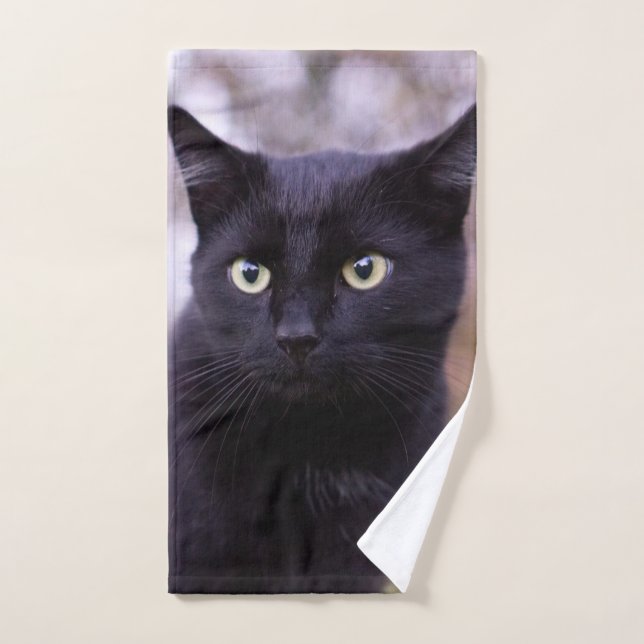 black cat hand towel  (Hand Towel)