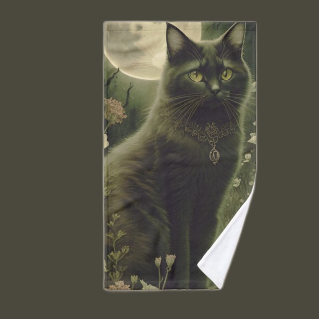 black cat  hand towel  (Creator Uploaded)