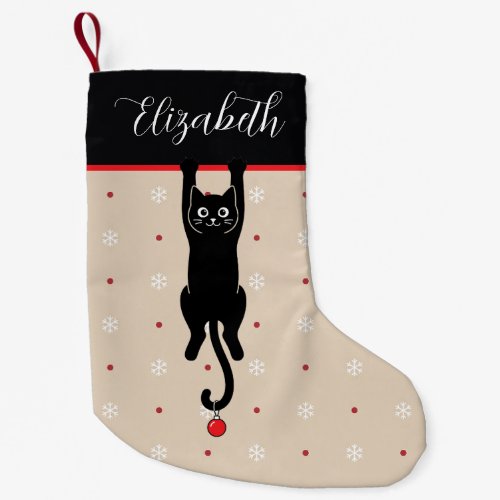 Black Cat Hanging Funny Cat Lover Christmas Small Christmas Stocking