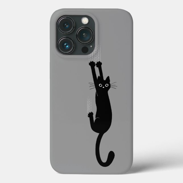 Black Cat Hanging On | Humorous Kitty Cat Case-Mate iPhone Case (Back)