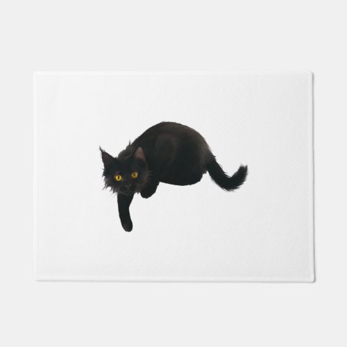 BLACK CAT HANGING OUT DOORMAT