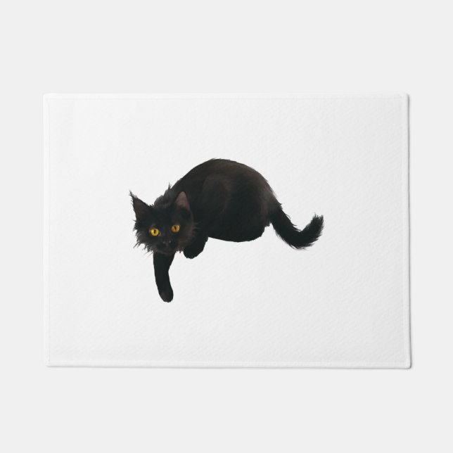 BLACK CAT HANGING OUT DOORMAT (Front)