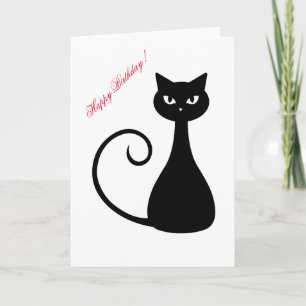 Black cat Happy Birthday Card