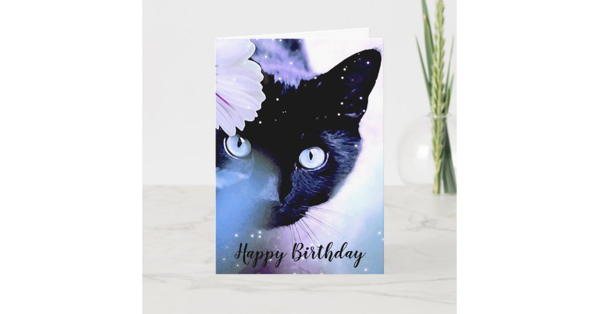 Black Cat Happy Birthday Greeting Card | Zazzle.com