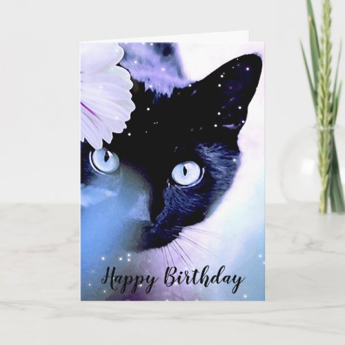 Black Cat Happy Birthday Greeting Card