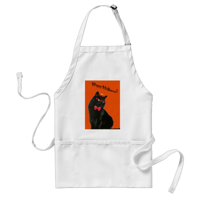 Black Cat Happy Halloween Apron (Front)