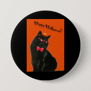 Black Cat Happy Halloween Button/Badge Button