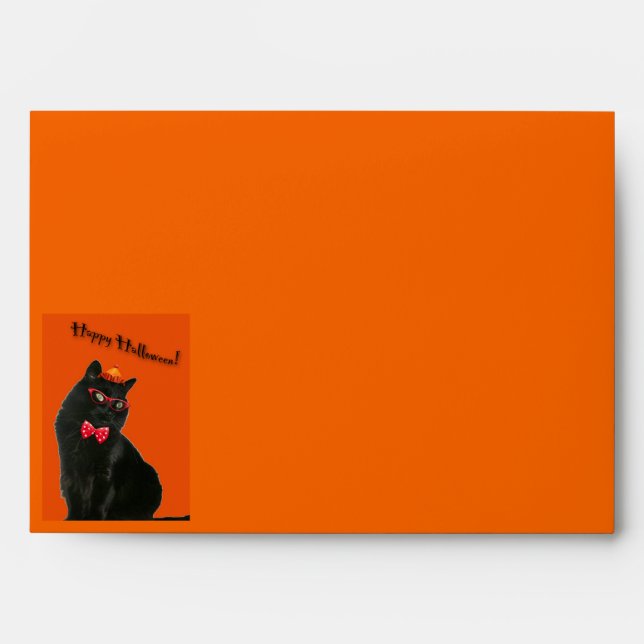 Black Cat Happy Halloween Envelope (Front)
