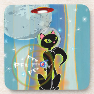 Black Cat Hard plastic coaster
