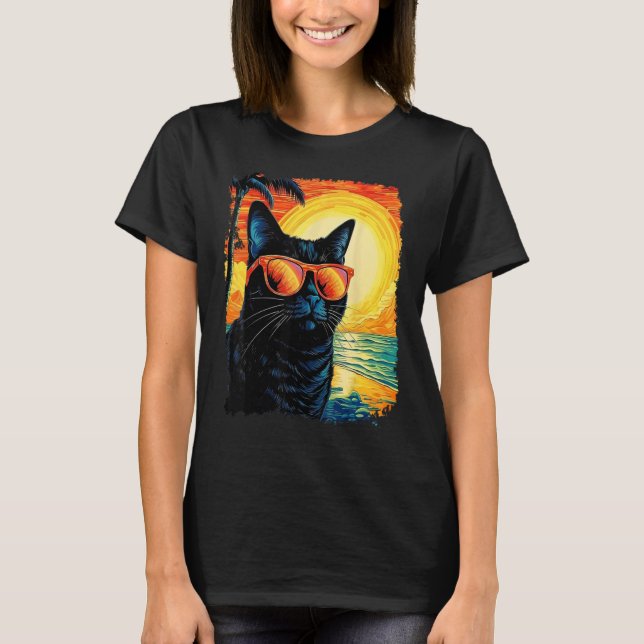 Black Cat Hawaiian T-Shirt (Front)