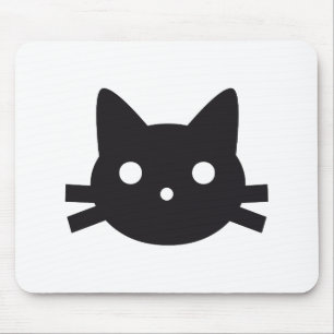Black cat head design mouse pad