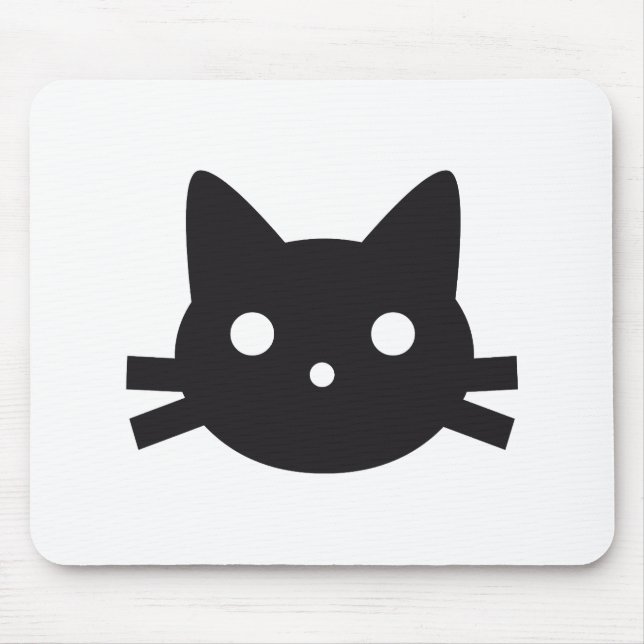 Black cat head design mouse pad (Front)