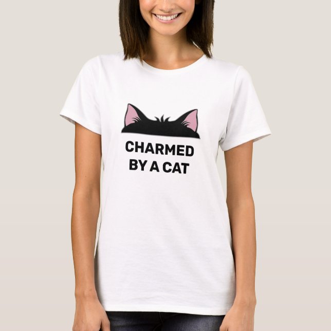 Black Cat Head & Personalized Funny Cat Quote T-Shirt (Front)