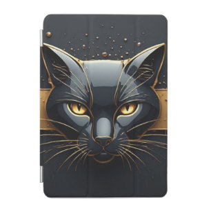 Black Cat Head With Gold Drip Design 🐈 iPad Mini Cover